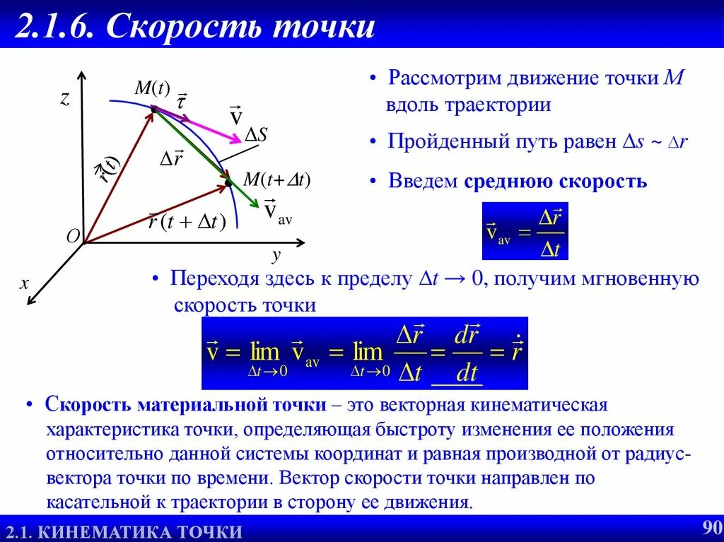 Любая точка рассматривается как вектор. Векторный способ задания движения. Внкторныйспособ задания/ .движения. Векторный способ задания движения точки. Векторный способ задания скорости.