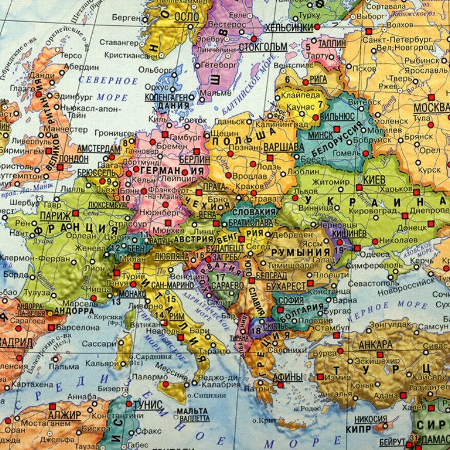 Европейские столицы карта. Карта Европы с государствами на русском. Карта Европы со странами крупно на русском. Карта Европы со странами и столицами. Карта центральной Европы со странами крупно на русском.