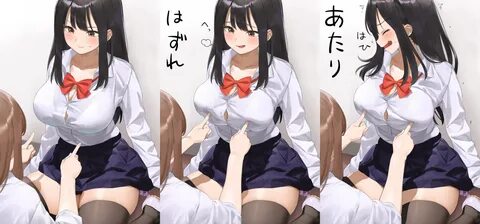 kaisen chuui, original, hi res, 2girls, big breasts, black hair, blush, bow...