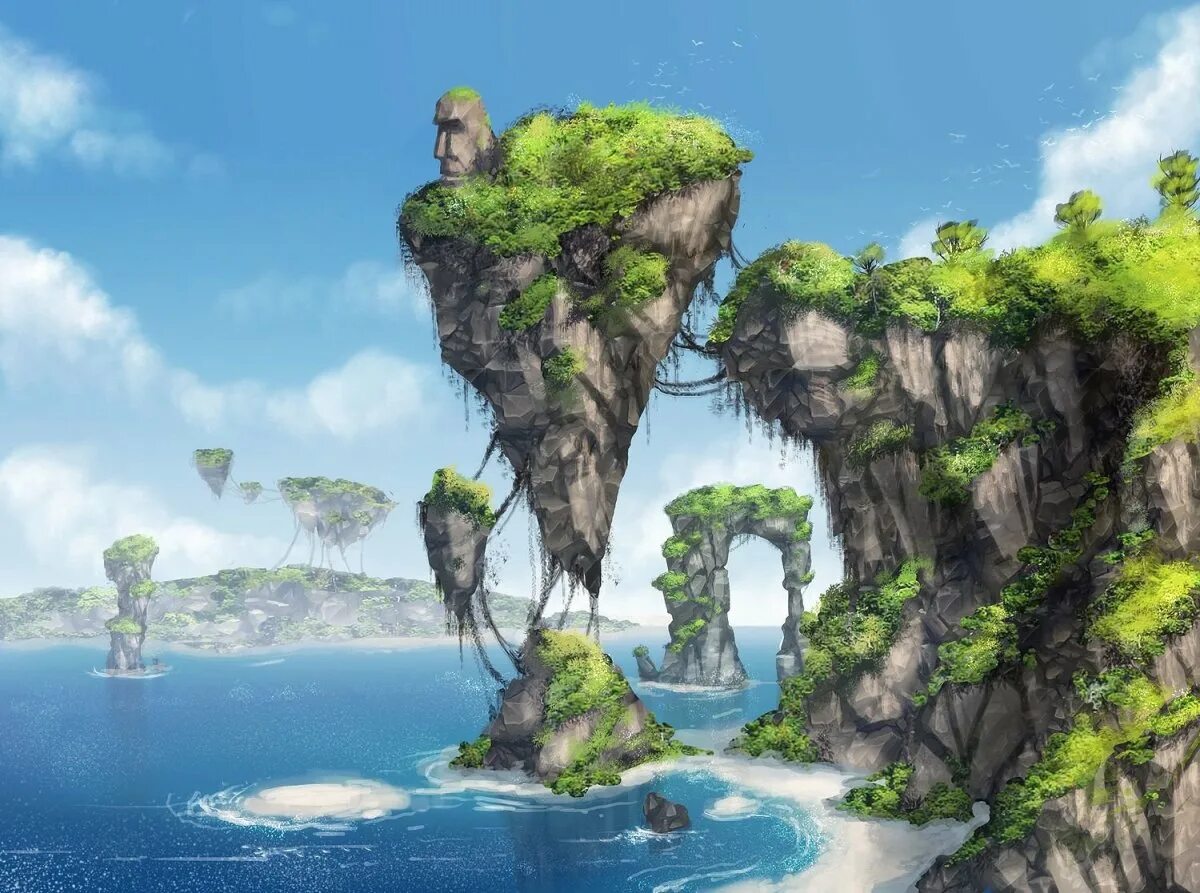 Animeverse island. Летающие острова. Летающие острова арт. Парящие острова. Сказочный остров.