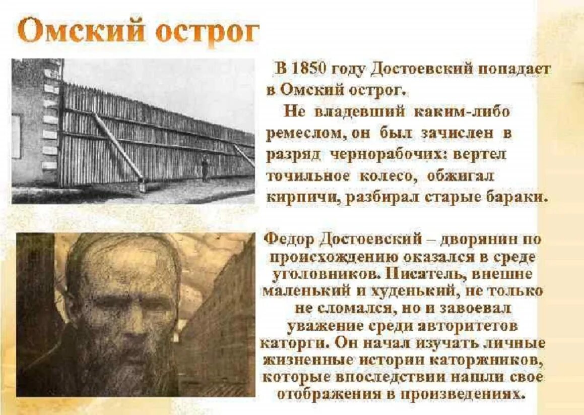 Писатели осужденные на каторжные работы. Достоевский в Омском Остроге.