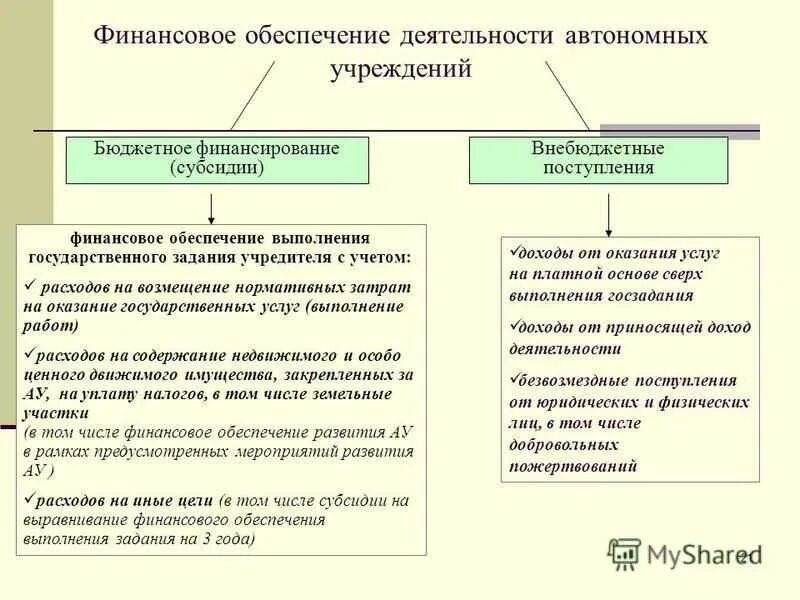 Бюджетные и внебюджетные учреждения