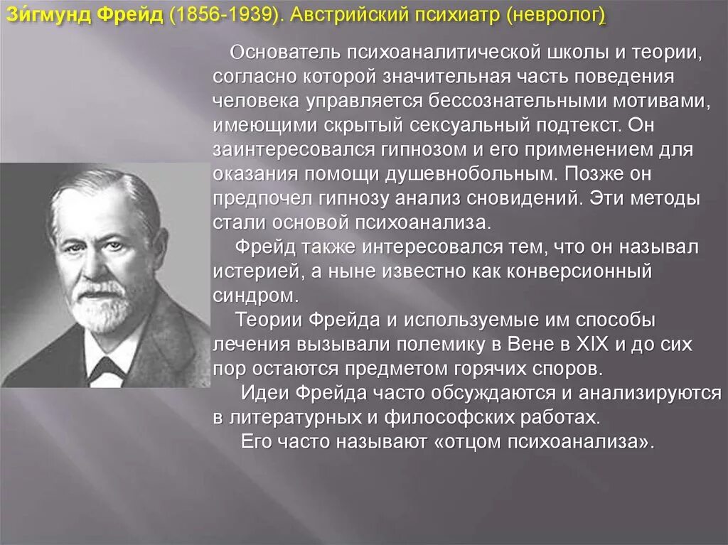 Теория психоанализа Фрейда. Предмет психоанализа