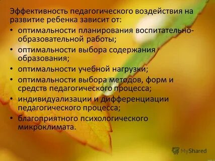 Условия педагогического воздействия