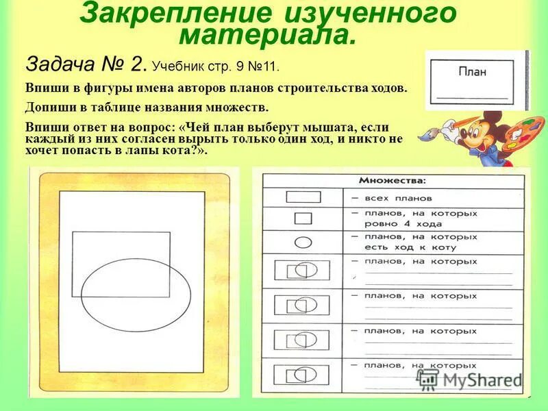 Названия множеств людей. Впиши в фигуры имена авторов планов. Впиши в таблицу названия множеств. Впиши в фигуры имена авторов планов строительства. Растения вписанные в фигуры.