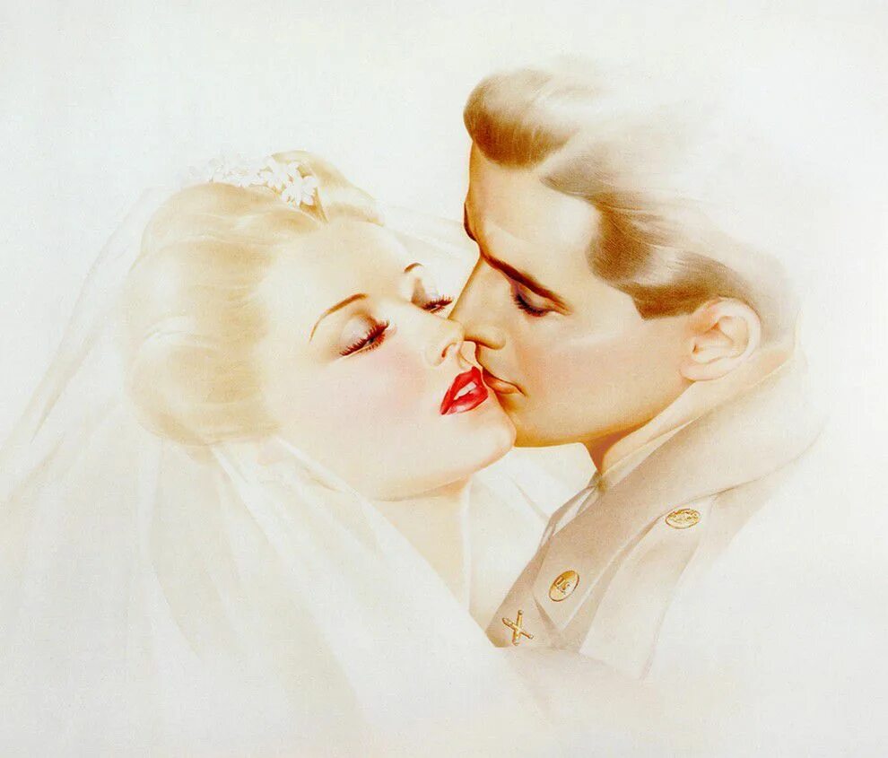 Картины классика. Ретро винтаж классика про любовь. Поцелуй ретро. Ретро винтаж. Harry anderson (1906-1996) - иллюстрации.
