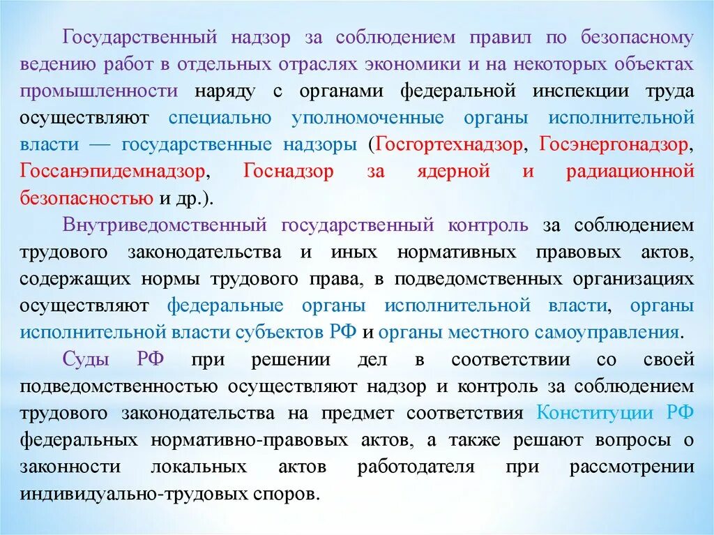 Орган или организация осуществляющий контроль. Гос контроль за соблюдением трудового законодательства. Органы надзора и контроля за соблюдением трудового законодательства. Государственный контроль и надзор. Надзор и контроль за соблюдением законодательства по охране труда.