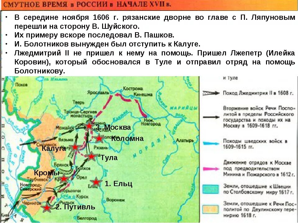 Почему совпадали маршруты болотникова и лжедмитрия 1. Смута 17. Смута в России в начале 17 века карта. Карта России 17 века смута. 17 Век в истории России смута.