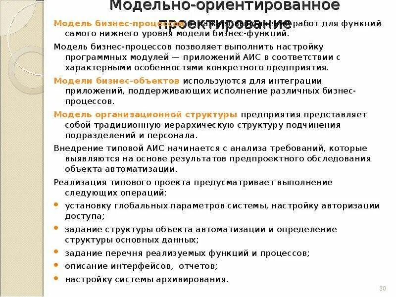 Содержание модели проектирования