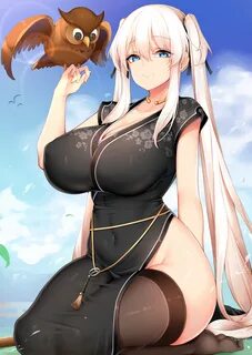 Anime 2031x2863 Mabinogi big boobs cleavage kneeling Chinese dress thigh-hi...