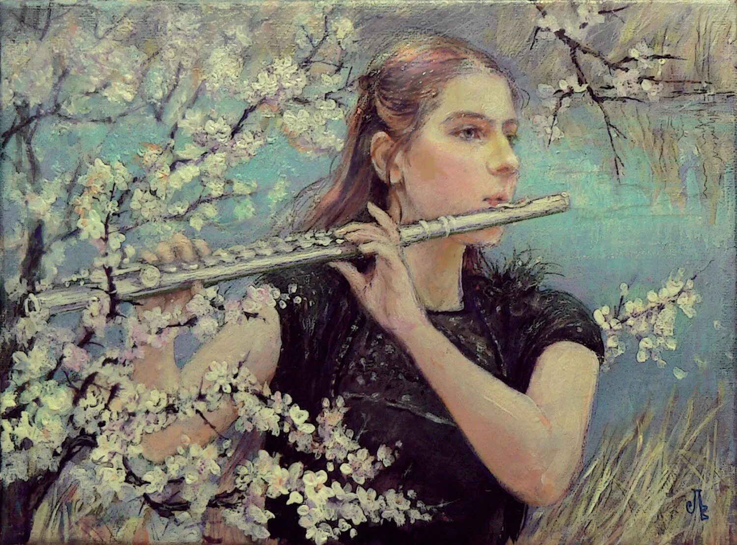 Играющий на флейте. Александра Недзвецкая флейтистка. Вера Лущик художник картины. Девушка с флейтой. Девушка с флейтой картина.