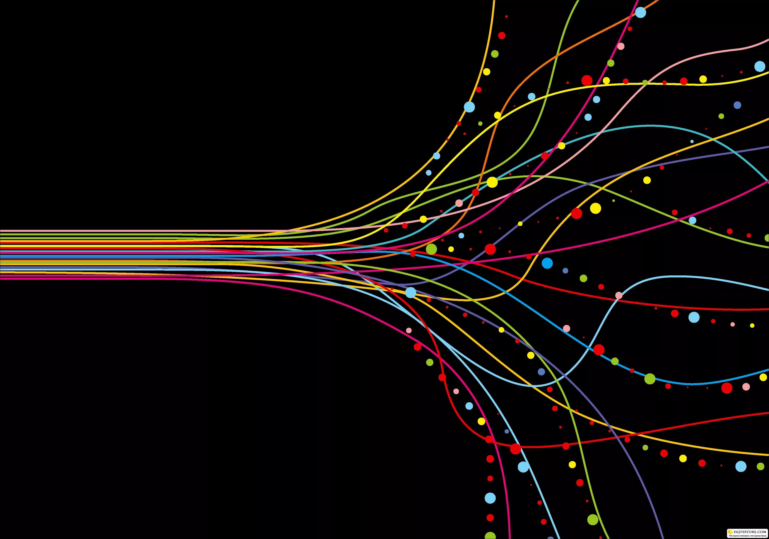 Абстрактные линии. Разноцветные линии. Векторные линии. Дизайнерские линии. Цветные линии на черном фоне