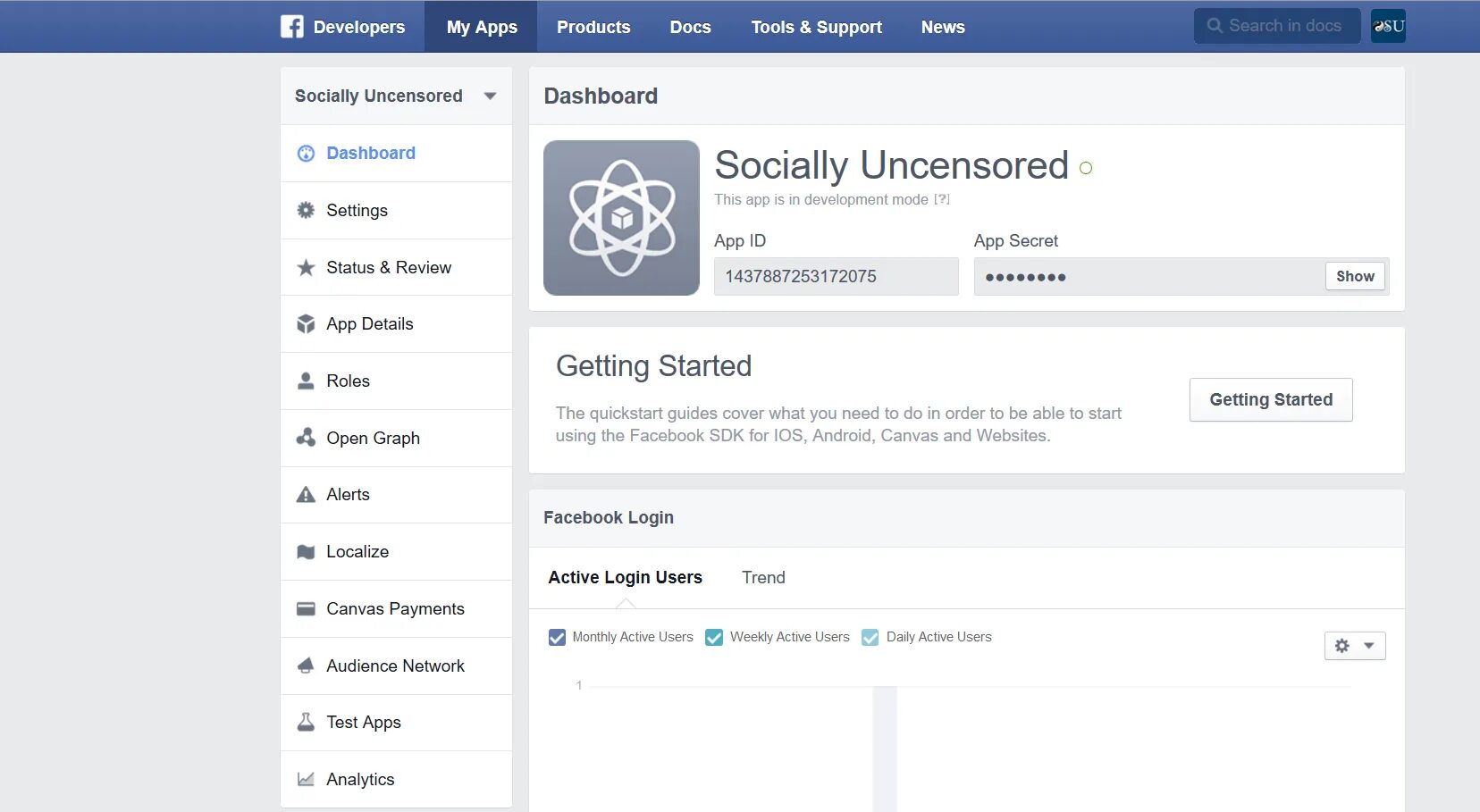 Facebook users. App ID. Active users. IOS user login. Facebook facebook users