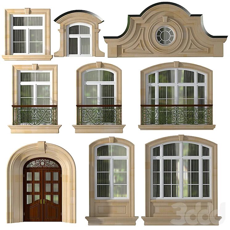 Виды обрамления. Модель 3ds Max арочное окно. Фасад с арочными окнами. Фасадный декор обрамление окон. Элементы обрамления окон в архитектуре.