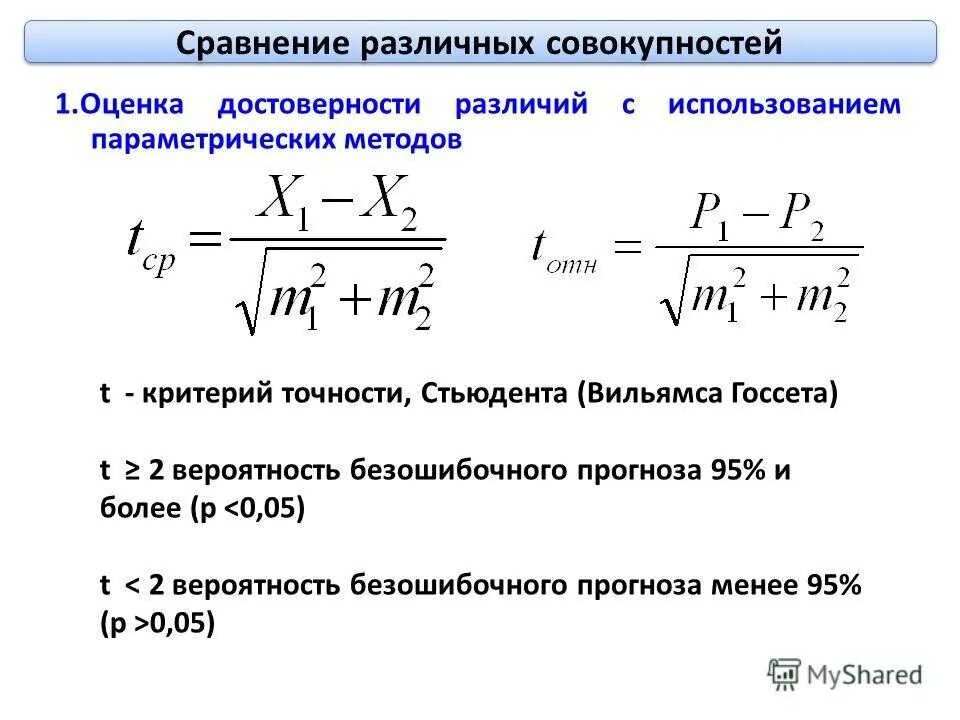 Критерий достоверности различий стьюдента