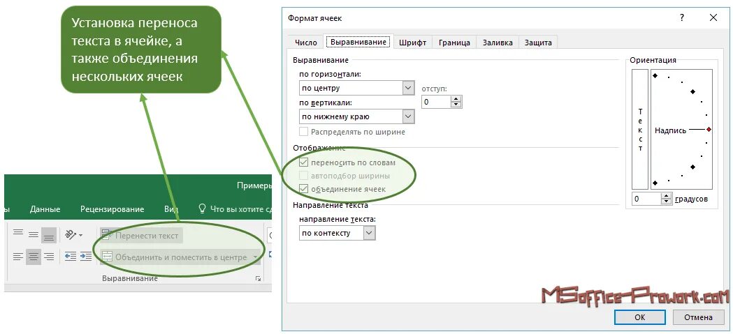 Устанавливает перенос слова. Перенос текста. Перенос данных из одной в ячейки в объединенную. Продемонстрируйте объединение ячеек перенос текста автопользование. Перенос на последнюю нижнюю правую ячейку.