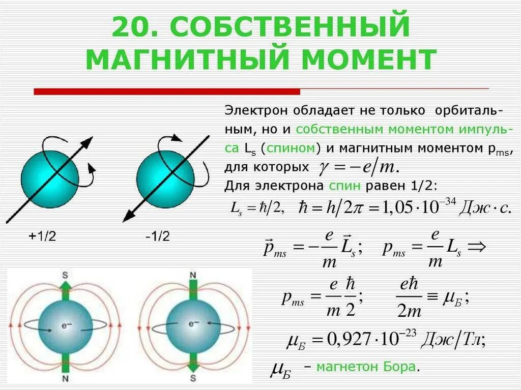 Определите магнитный момент. Спиновый магнитный момент формула. магнитный момент. собственный магнитный момент. собственный магнитный момент частицы.