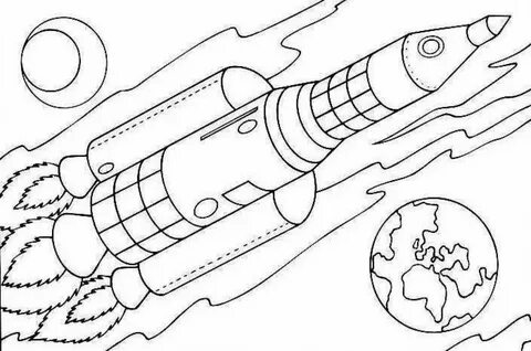 Рисунок ко дню космонавтики шаблон