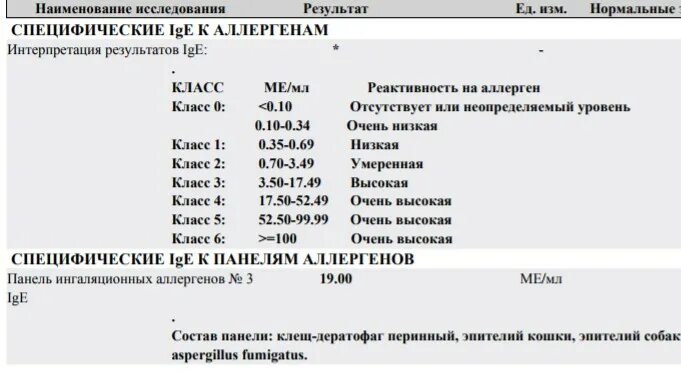 Повышенный аллерген. Результат анализа аллергии на кошку. Интерпретация результатов на аллергены. Интерпретация результатов IGE К аллергенам классы. Аллергия на кошек норма показателей.