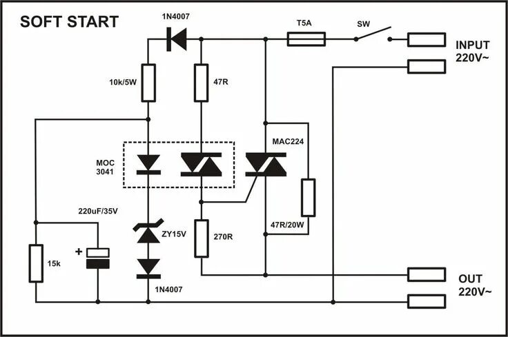 DIY APEX Soft Start with MAC224 project. Komitart LAY6.