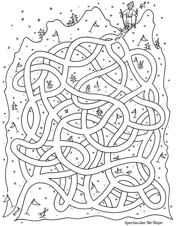 ski slope maze Mazes for kids, Christmas worksheets, Puzzles for kids