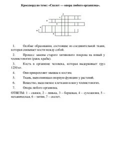 Кроссворд по анатомии с ответами