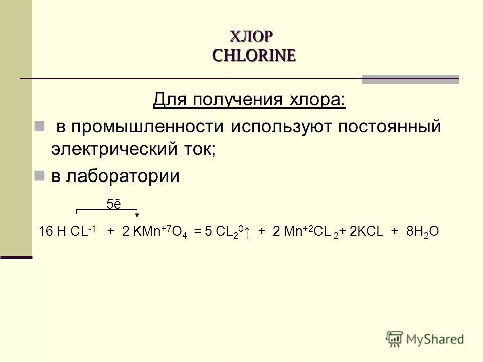 Хлор синтез