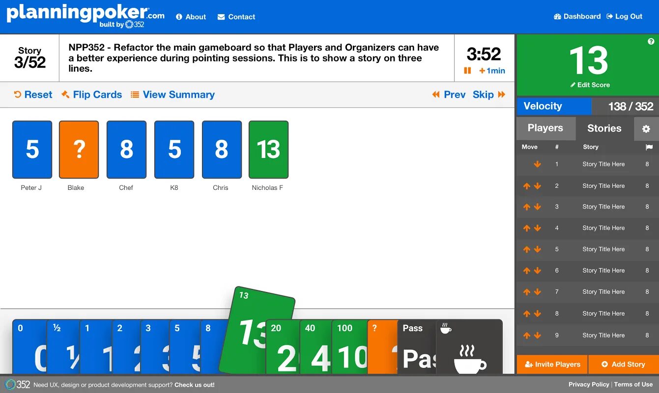 Планинг Покер. Пример в Покер планирование. Planning poker