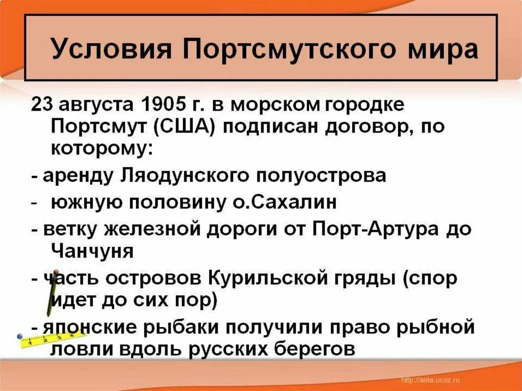 Каковы были условия мирного договора. Портсмутский мирный договор 1905 г. условия портсмутского мирного договора русско-японской войны 1904-1905.