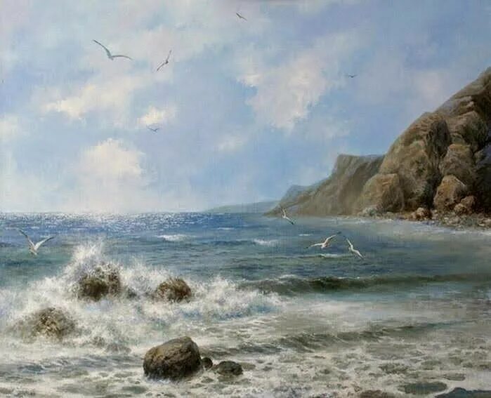 морской пейзаж айвазовский морской берег. красивая природа море. море скалы. художник сергей федоров маринист. преданным скалам.