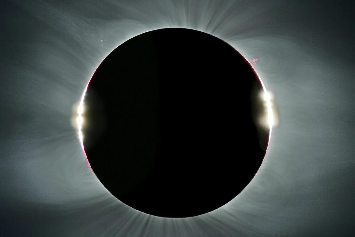 Солнечное затмение Солнечная корона. Затмение 3 д. Луна и идеально круглая.