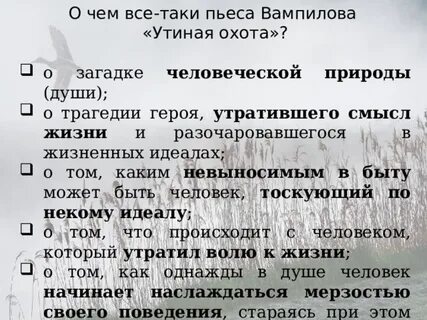 Утиная охота анализ