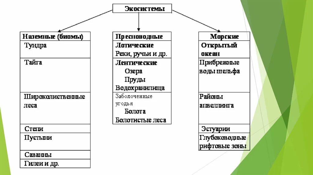 Наземные экосистемы. Абиотические и биотические компоненты экосистемы. Экологические системы таблица. Экосистема наземная Пресноводная.