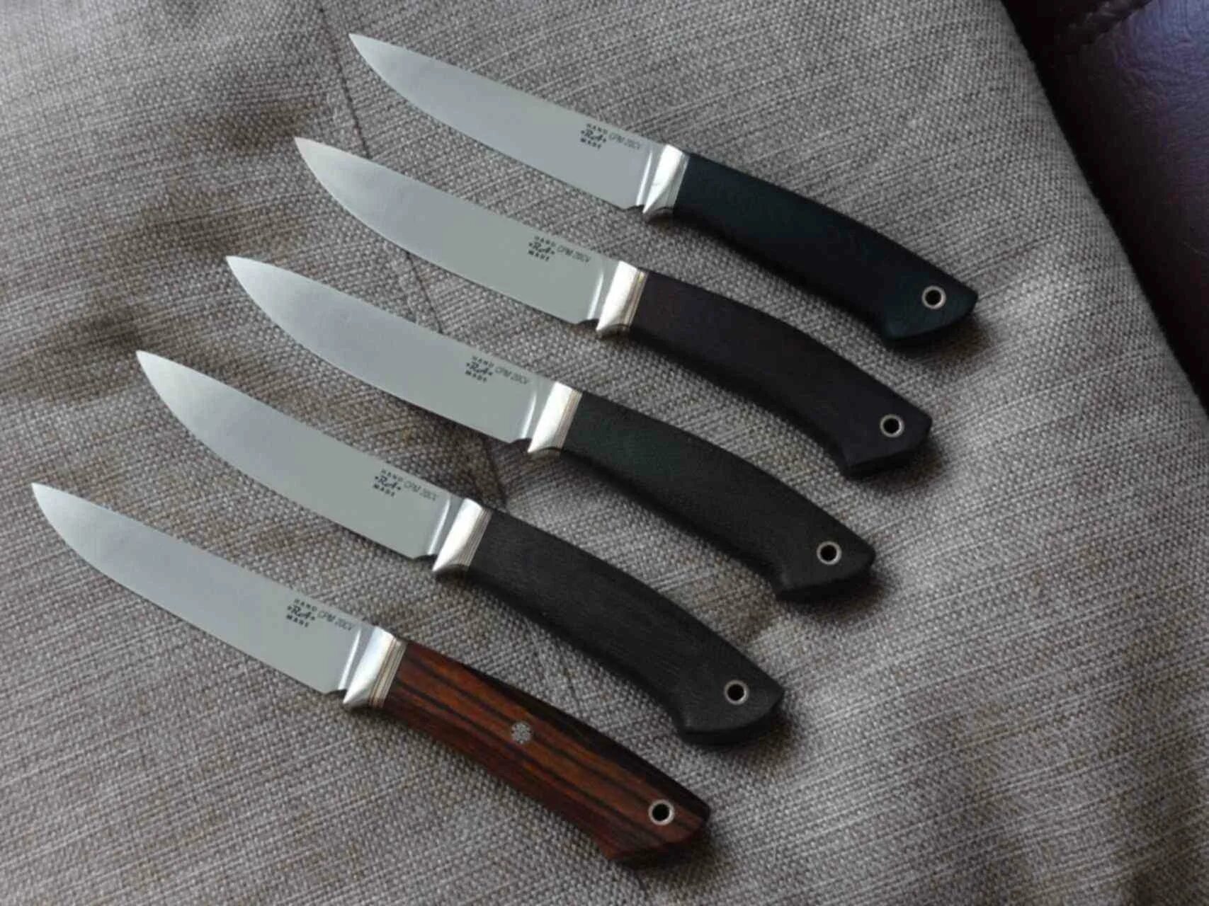 Ножи СРМ 121 Rex. CPM 20cv. Семь ножей. Микарта. 7 ножевых