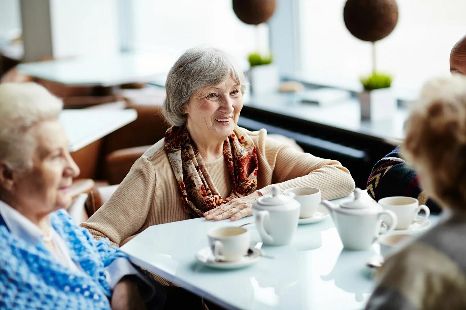 Пожилые люди. Чаепитие для пожилых людей. Пенсионеры в кафе. Пожилая женщина в кафе. Какая бабушка полезнее
