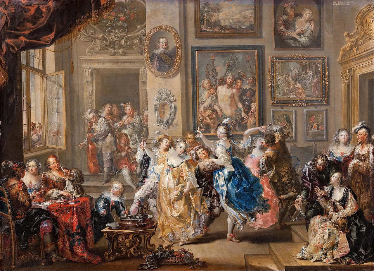 Платцер Иоганн Георг. Иоганн Георг Платцер - танцевальная сцена в дворцовом интерьере. Георг Платцер картины. Johann Georg Platzer (1704-1761) картины.