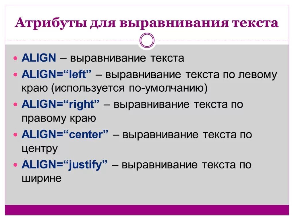 Тег выравнивания текста