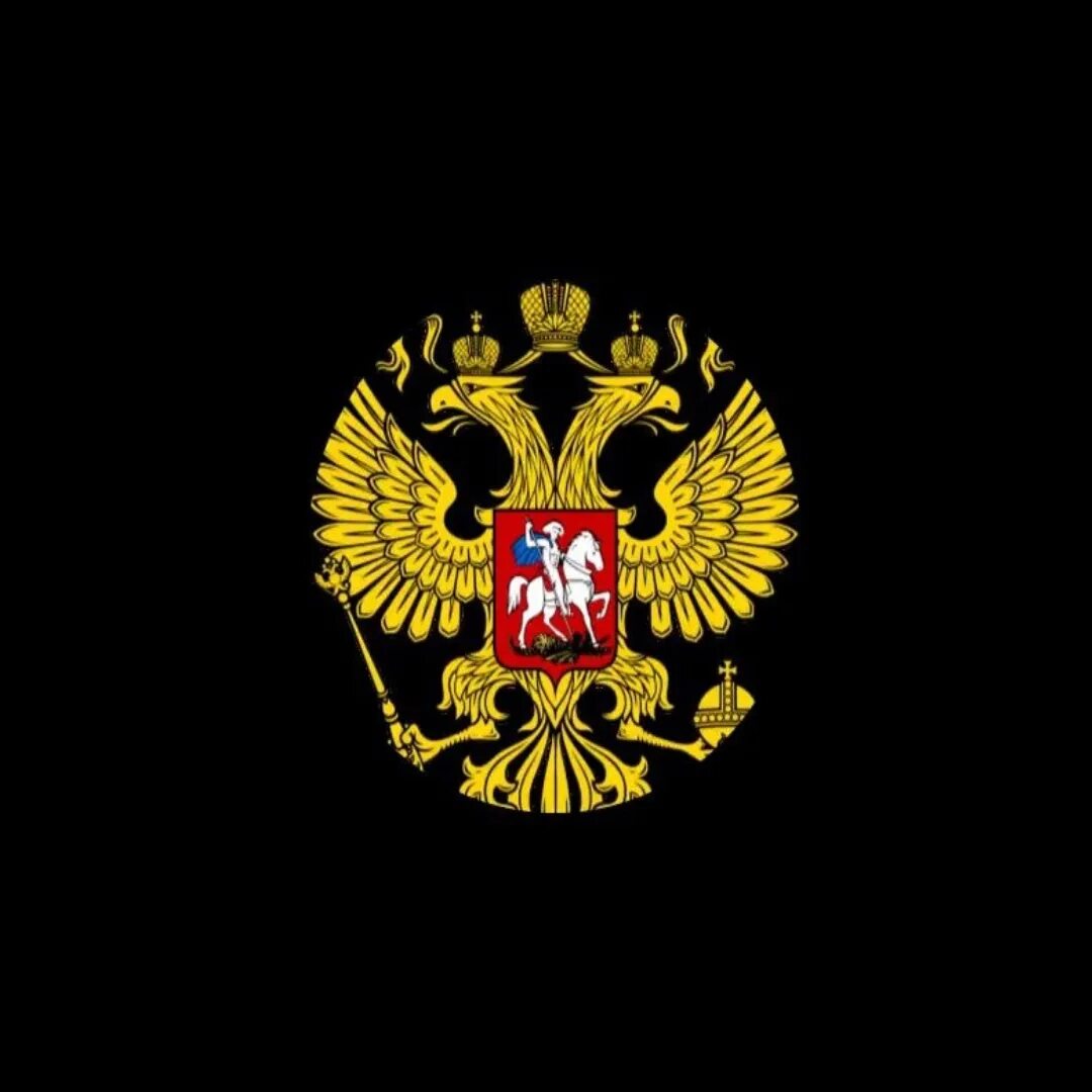 Золотой герб на черном фоне