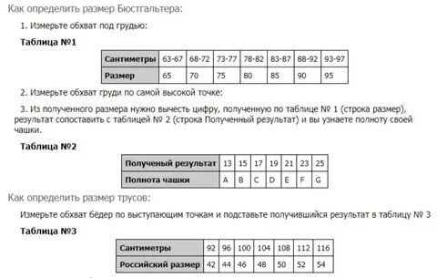 Размерные данные