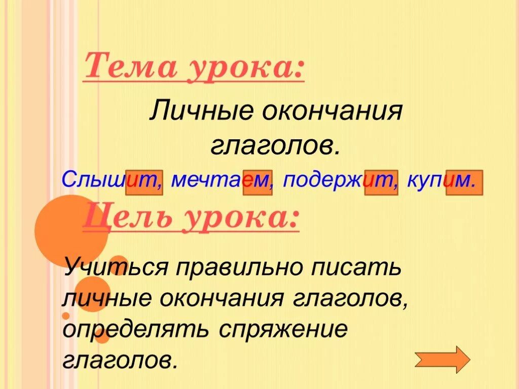 Окончание глагола слышит