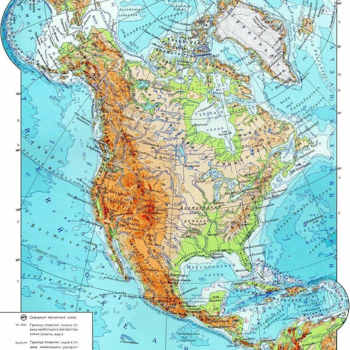 Карта Северной Америки географическая крупная. Северная Америка на карте физическая карта. Карта Северной Америки географическая крупная физическая. Как называется полуостров северной америки