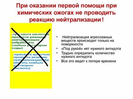 Нейтрализующие растворы при химических ожогах