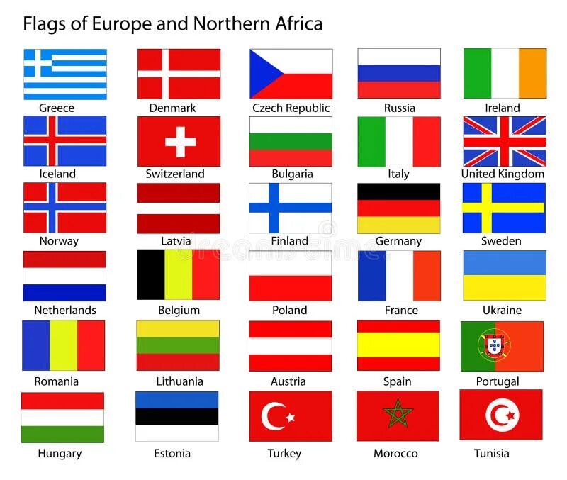 Флаги европейских государств. Национальные флаги.