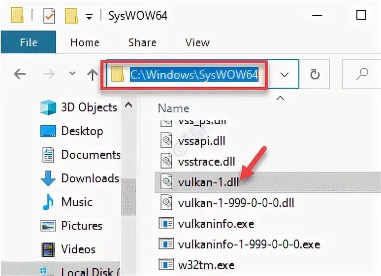 Отсутствует vulkan 1 dll. Файл vulkan. dll не найден. c:windows syswow64 как перенести файлы.