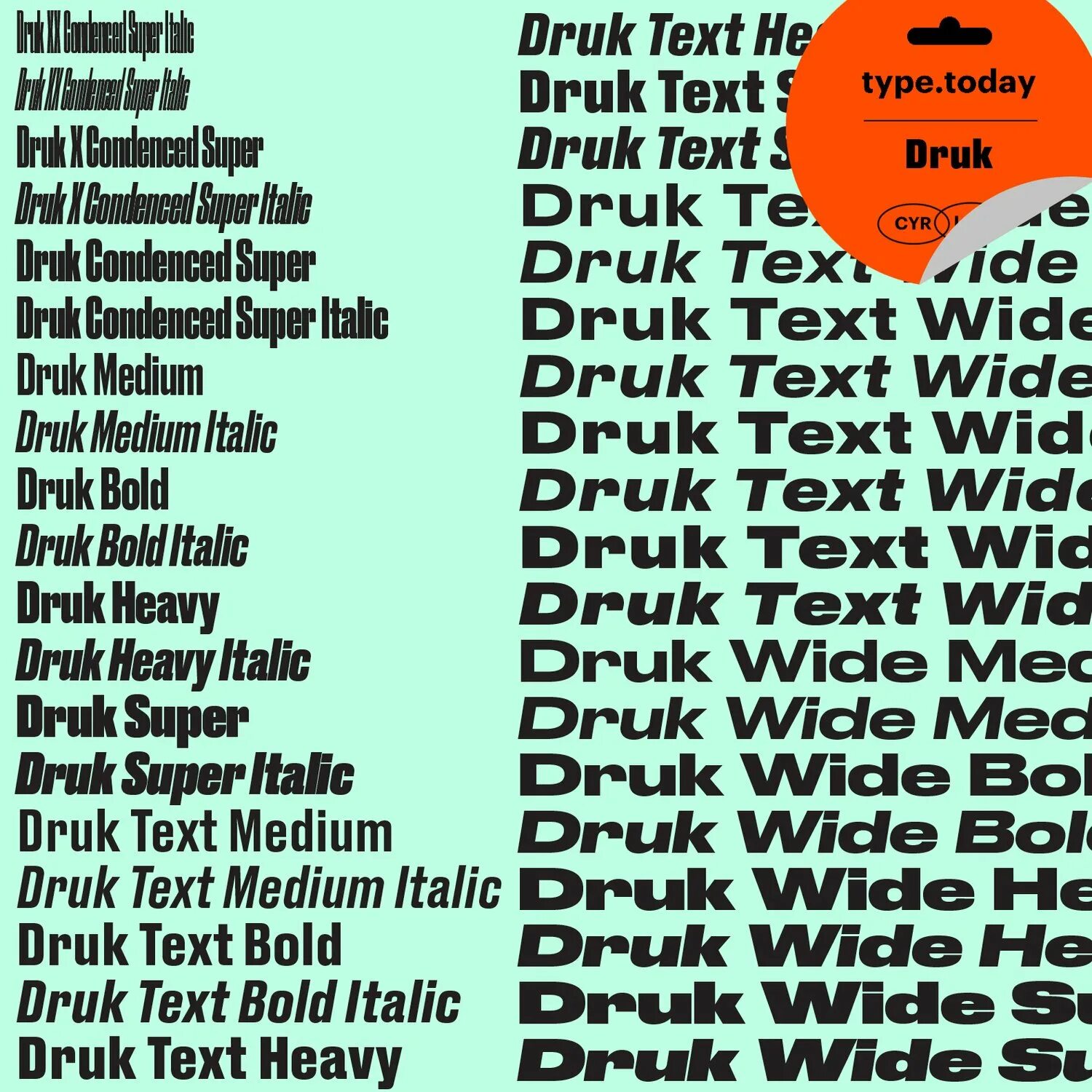 Druk text wide шрифт