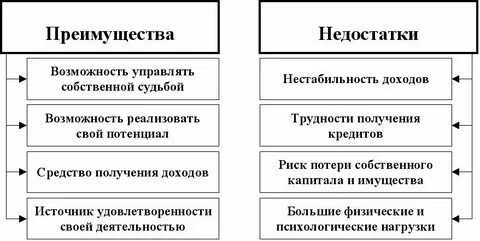Достоинства и недостатки финансовой предпринимательской деятельности