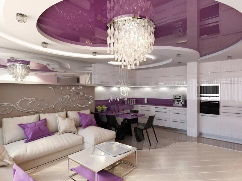 Красивая кухня гостиная. Кухня гостиная. Потолок в кхня-гостиной. Совмещенные натяжные потолки. Гостиная совмещенная с кухней.