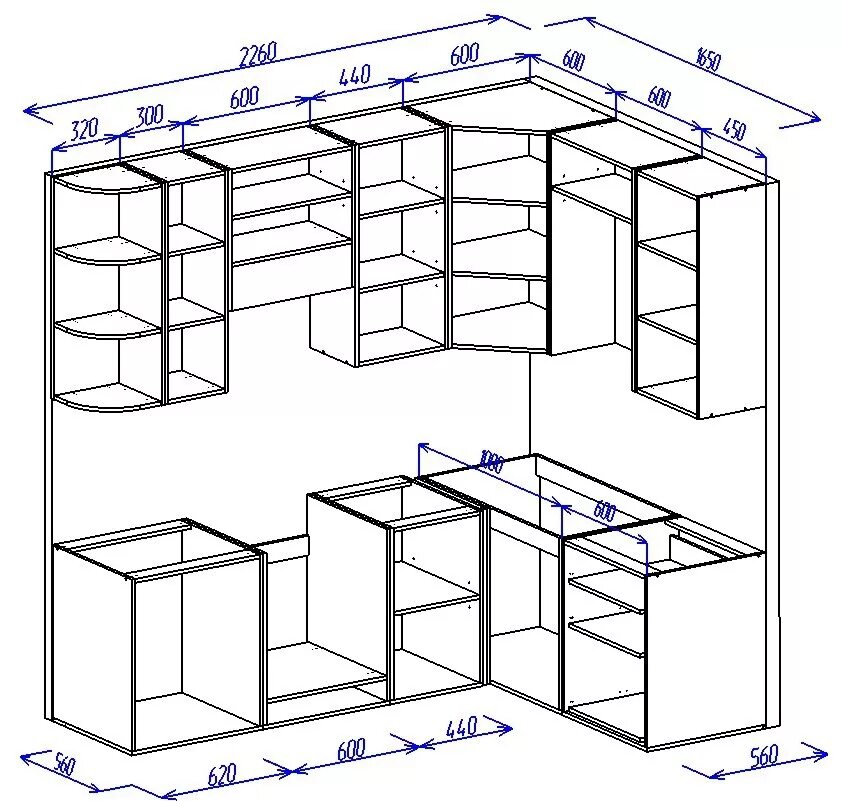 Кухонные модули деталировка глубина 600. Конструкция угловой кухни. Раскрой кухни с размерами. Раскрой кухонных шкафов. Размеры готовой кухни