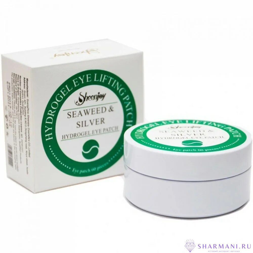 Патчи 60 шт. Shernjoy seaweed silver hydrogel eye patch. гидрогелевые патчи для кожи hydrogel eye lifting patch gold 60 шт.. патчи seaweed. патчи для глаз sheenjoy ginseng&amp;silver.