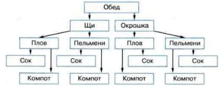 Перечисли возможные варианты обеда из трех. Дерево вариантов обеда. дерево вариантов информатика. дерево информатика 11 класс.